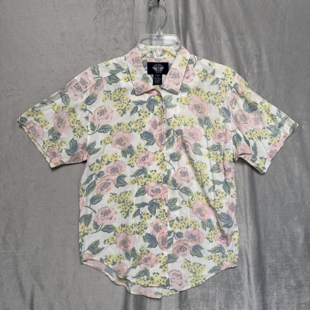 Dockers Shirt Womens‎ Petite P Rose Floral Button Up Short Sleeve Levis Collared